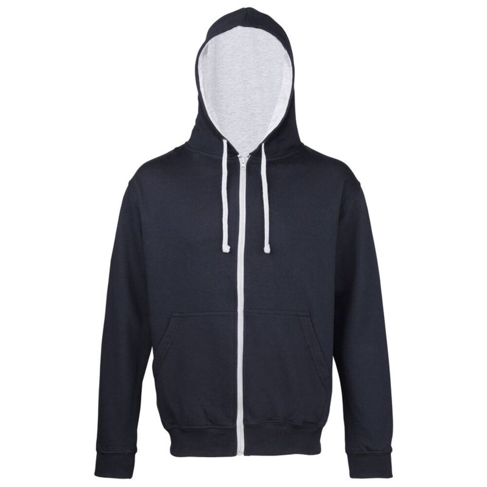Awdis Mens Varsity  Sweatshirt Hoodie Zoodie 11 Colours  / New French Navy/Heath